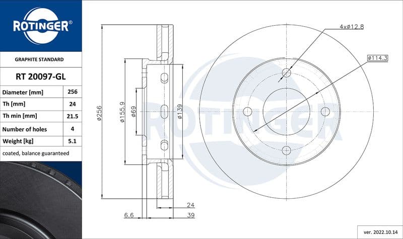 Disc frana ROTINGER GRAPHITE LINE RT 20097-GL