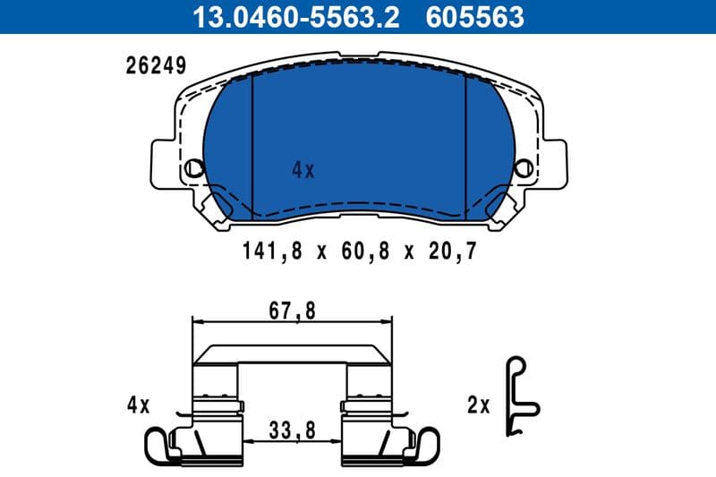 set placute frana,frana disc ATE 13.0460-5563.2