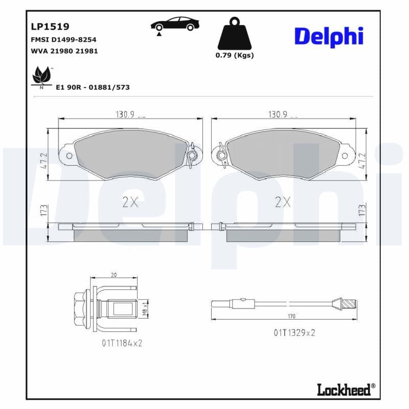set placute frana,frana disc DELPHI LP1519