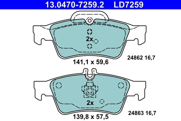 set placute frana,frana disc ATE Ceramic 13.0470-7259.2