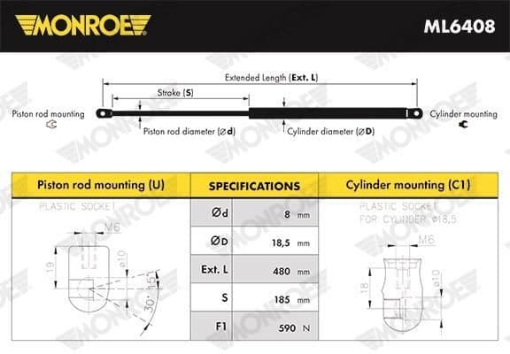 Amortizor portbagaj MONROE MaxLift ML6408