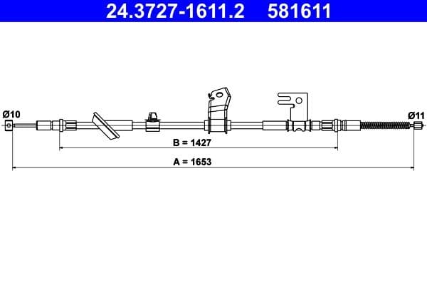 Cablu, frana de parcare ATE 24.3727-1611.2