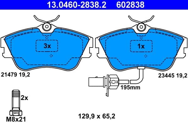 set placute frana,frana disc ATE 13.0460-2838.2