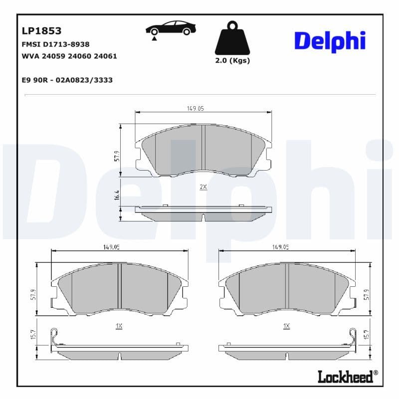set placute frana,frana disc DELPHI LP1853