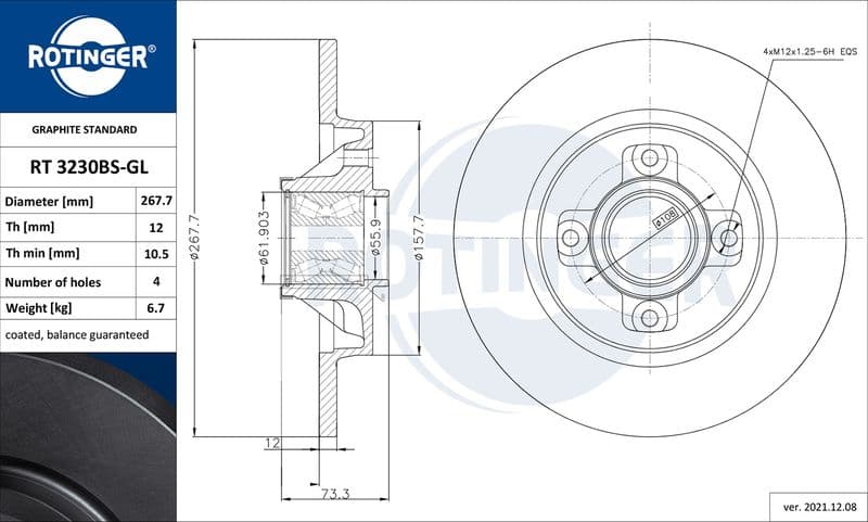Disc frana ROTINGER GRAPHITE LINE RT 3230BS-GL