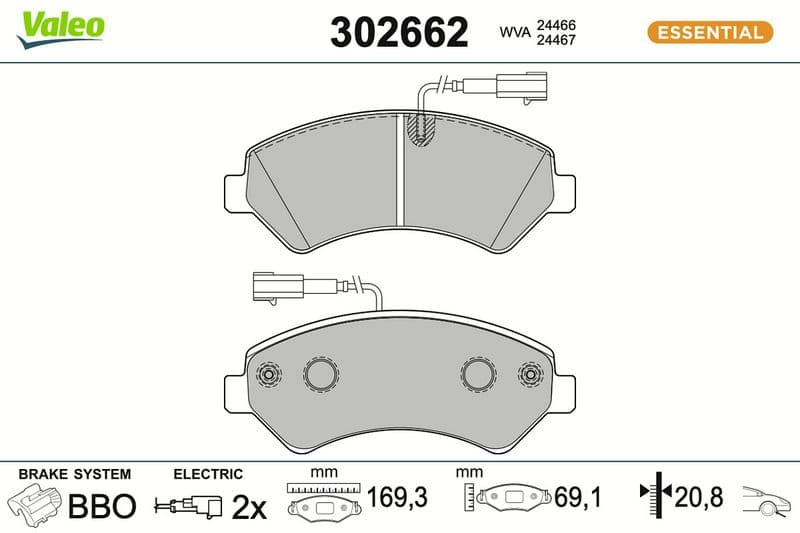 set placute frana,frana disc VALEO ESSENTIAL 302662