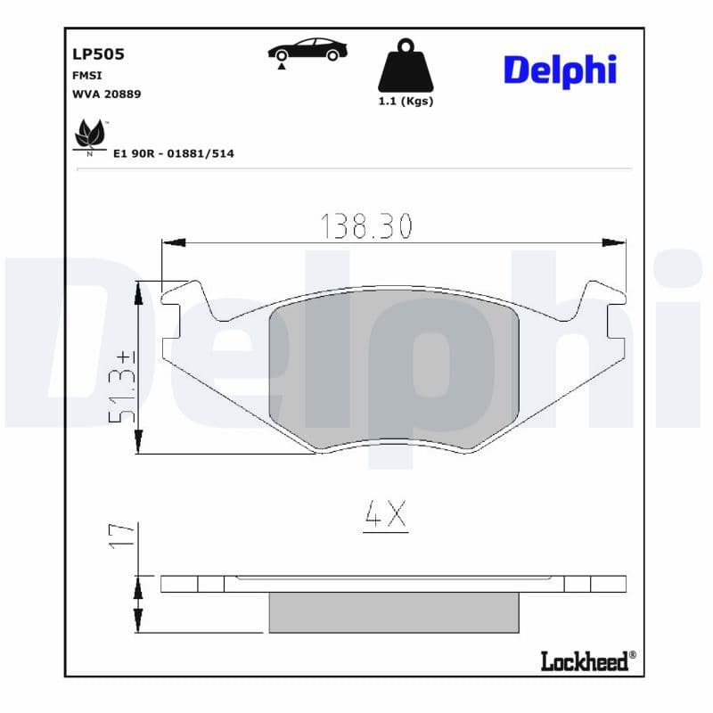 set placute frana,frana disc DELPHI LP505