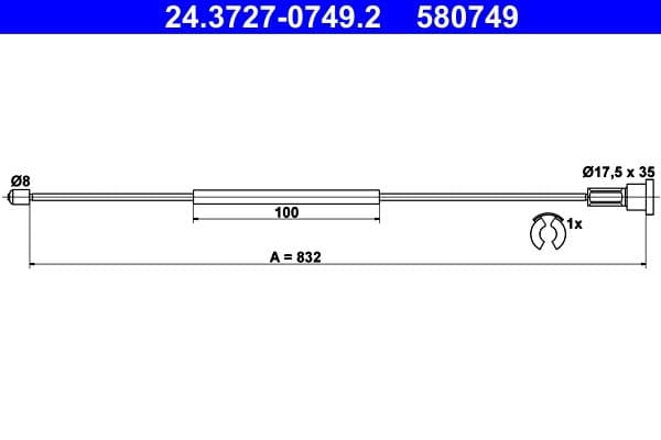 Cablu, frana de parcare ATE 24.3727-0749.2