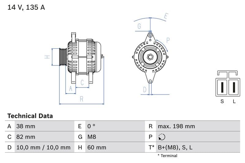 Generator / Alternator BOSCH 0 986 082 190