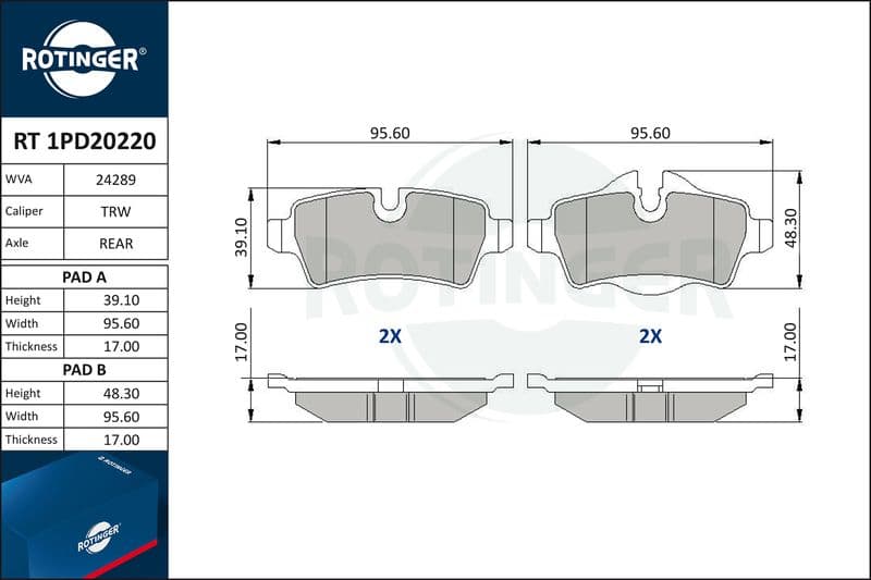 set placute frana,frana disc ROTINGER RT 1PD20220