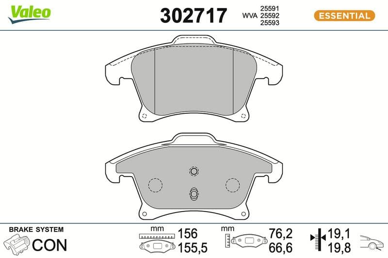 set placute frana,frana disc VALEO ESSENTIAL 302717