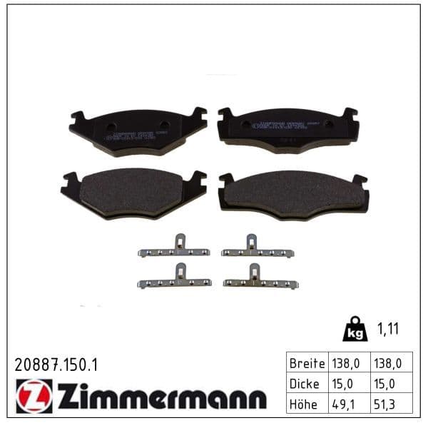 set placute frana,frana disc ZIMMERMANN 20887.150.1
