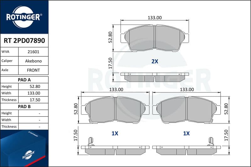 set placute frana,frana disc ROTINGER RT 2PD07890
