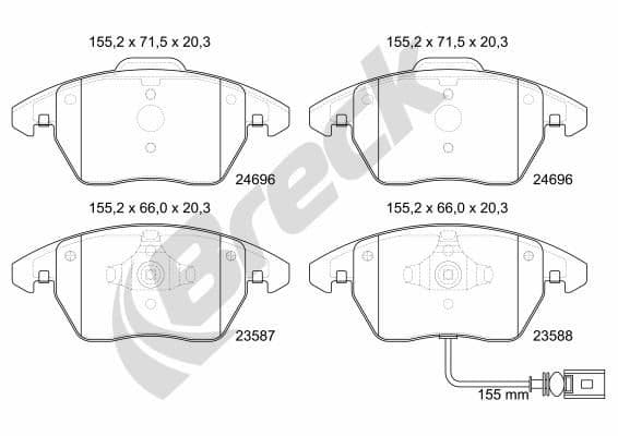 set placute frana,frana disc BRECK 24696 00 701 10