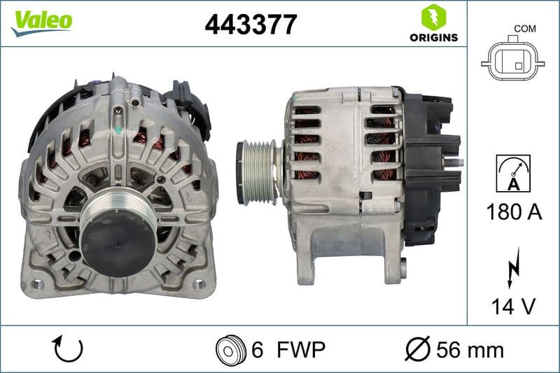 Generator / Alternator VALEO ORIGINS NEW OE TECHNOLOGY 443377