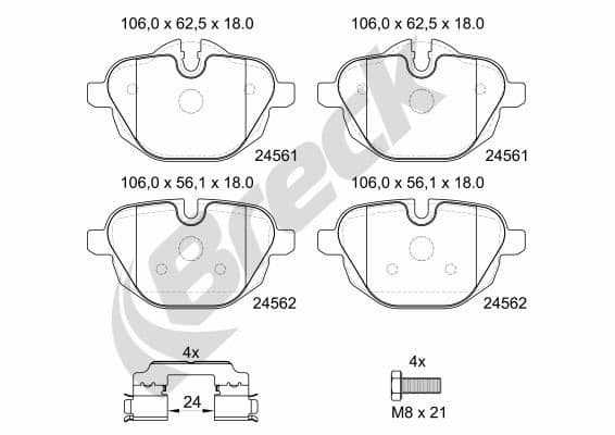 set placute frana,frana disc BRECK 24561 00 552 00