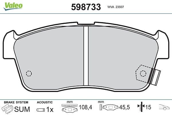 set placute frana,frana disc VALEO 598733