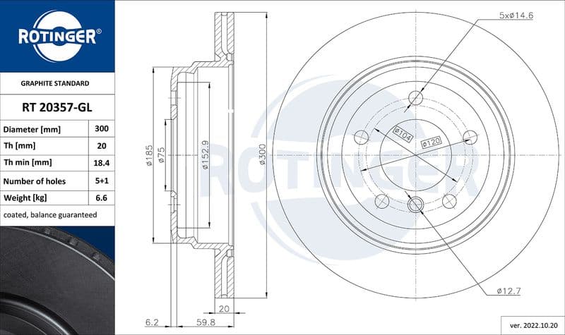 Disc frana ROTINGER GRAPHITE LINE RT 20357-GL