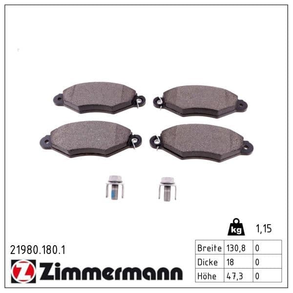 set placute frana,frana disc ZIMMERMANN 21980.180.1