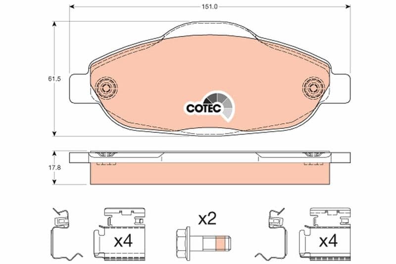 set placute frana,frana disc TRW COTEC GDB1761