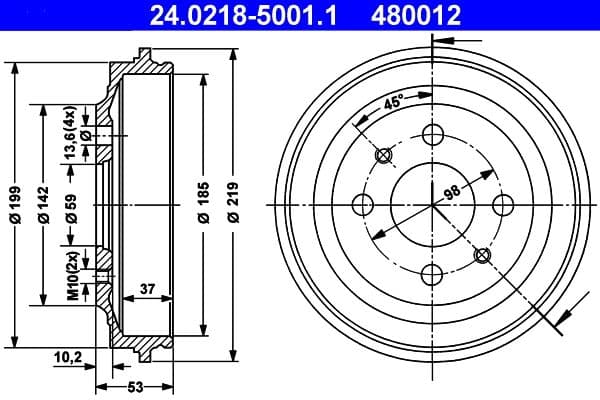 Tambur frana ATE 24.0218-5001.1