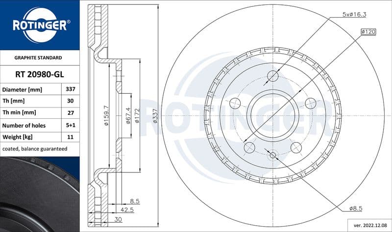 Disc frana ROTINGER GRAPHITE LINE RT 20980-GL