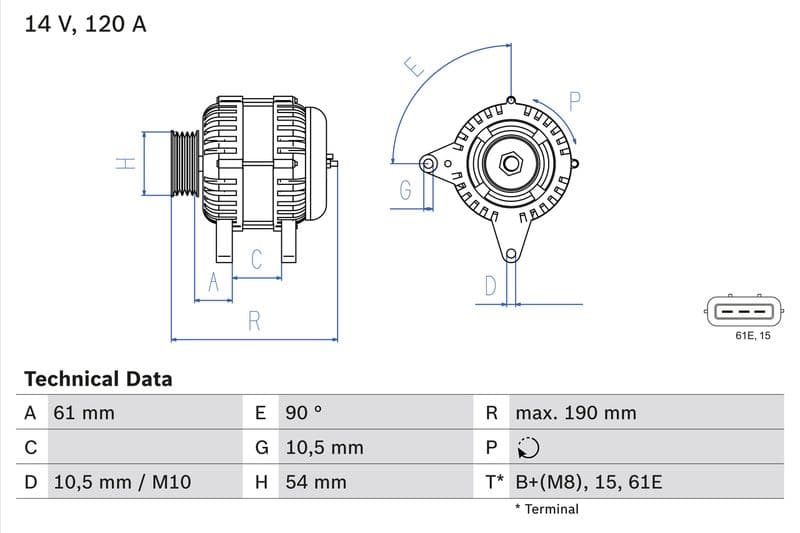 Generator / Alternator BOSCH 0 986 044 841