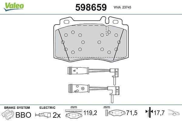 set placute frana,frana disc VALEO 598659