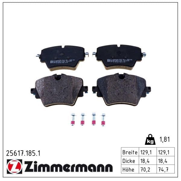 set placute frana,frana disc ZIMMERMANN 25617.185.1