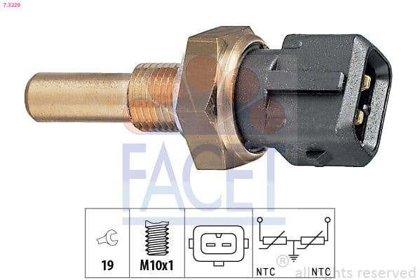 senzor,temperatura lichid de racire FACET Made in Italy - OE Equivalent 7.3229