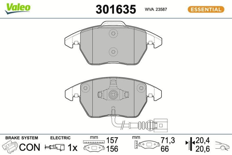 set placute frana,frana disc VALEO ESSENTIAL 301635