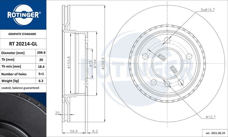 Disc frana ROTINGER GRAPHITE LINE RT 20214-GL