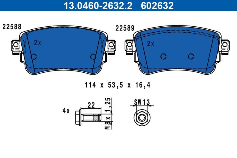set placute frana,frana disc ATE 13.0460-2632.2
