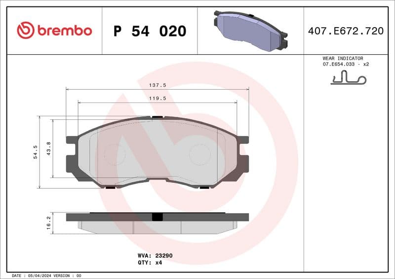 set placute frana,frana disc BREMBO PRIME LINE P 54 020