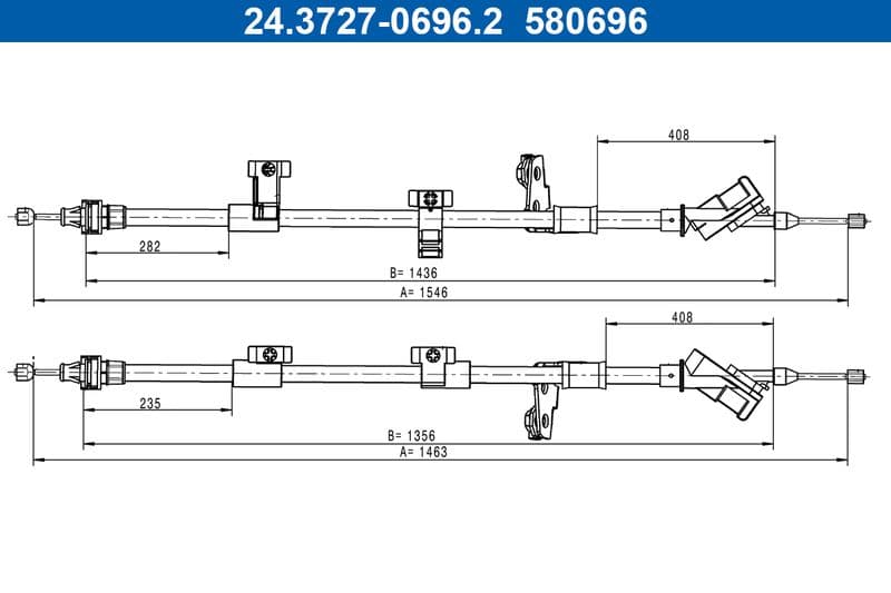 Cablu, frana de parcare ATE 24.3727-0696.2