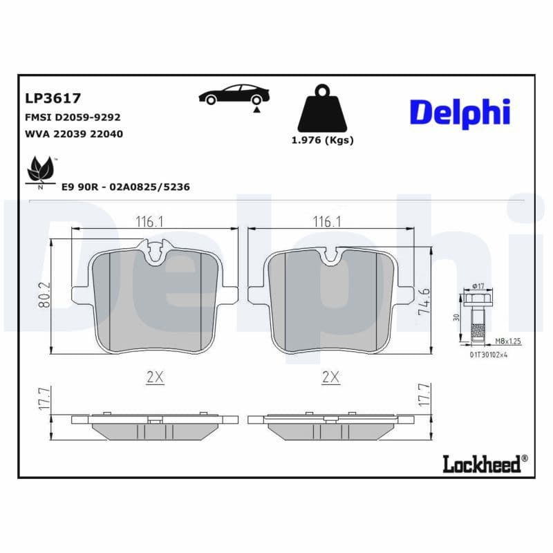 set placute frana,frana disc DELPHI LP3617