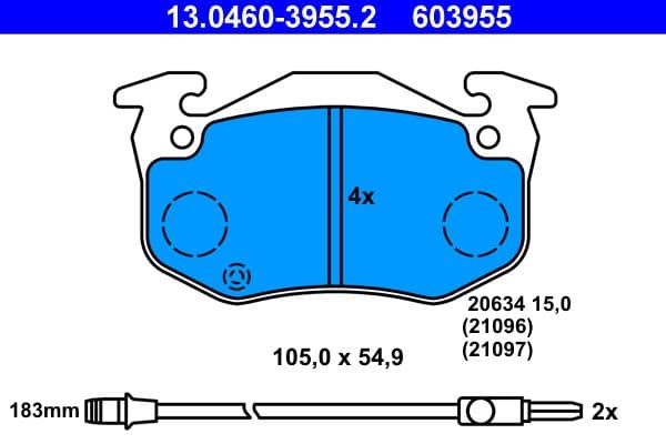 set placute frana,frana disc ATE 13.0460-3955.2