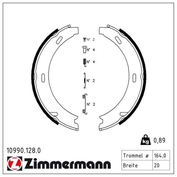 Set saboti frana, frana de mana ZIMMERMANN 10990.128.0