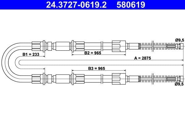 Cablu, frana de parcare ATE 24.3727-0619.2