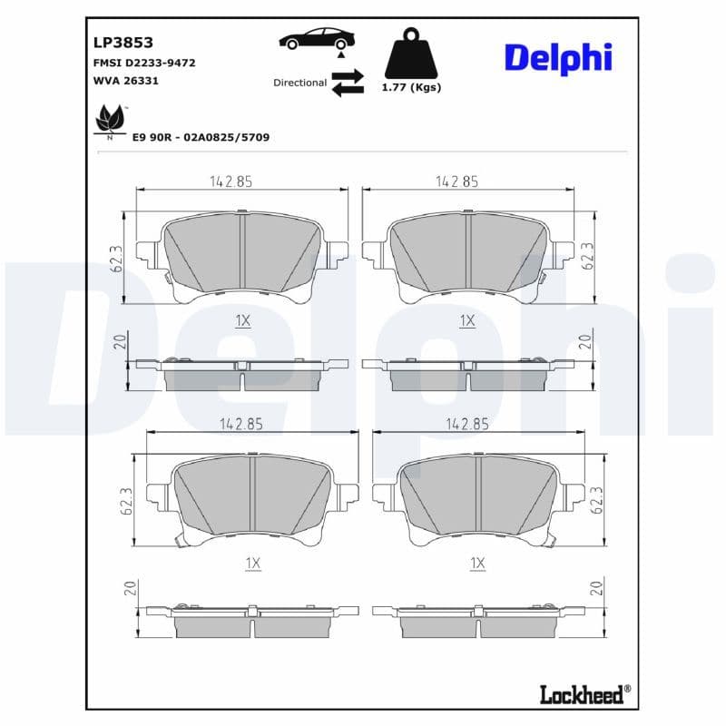 set placute frana,frana disc DELPHI LP3853