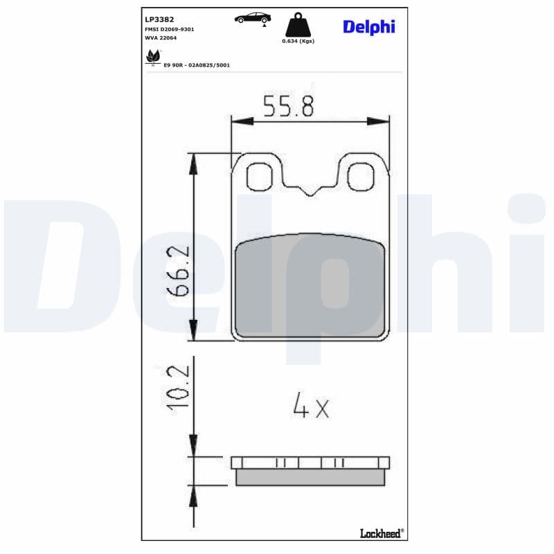 set placute de frana,frana de parcare cu disc DELPHI LP3382