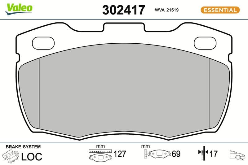 set placute frana,frana disc VALEO ESSENTIAL 302417