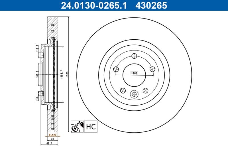 Disc frana ATE 24.0130-0265.1