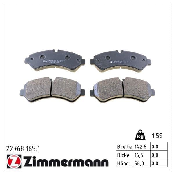 set placute frana,frana disc ZIMMERMANN 22768.165.1