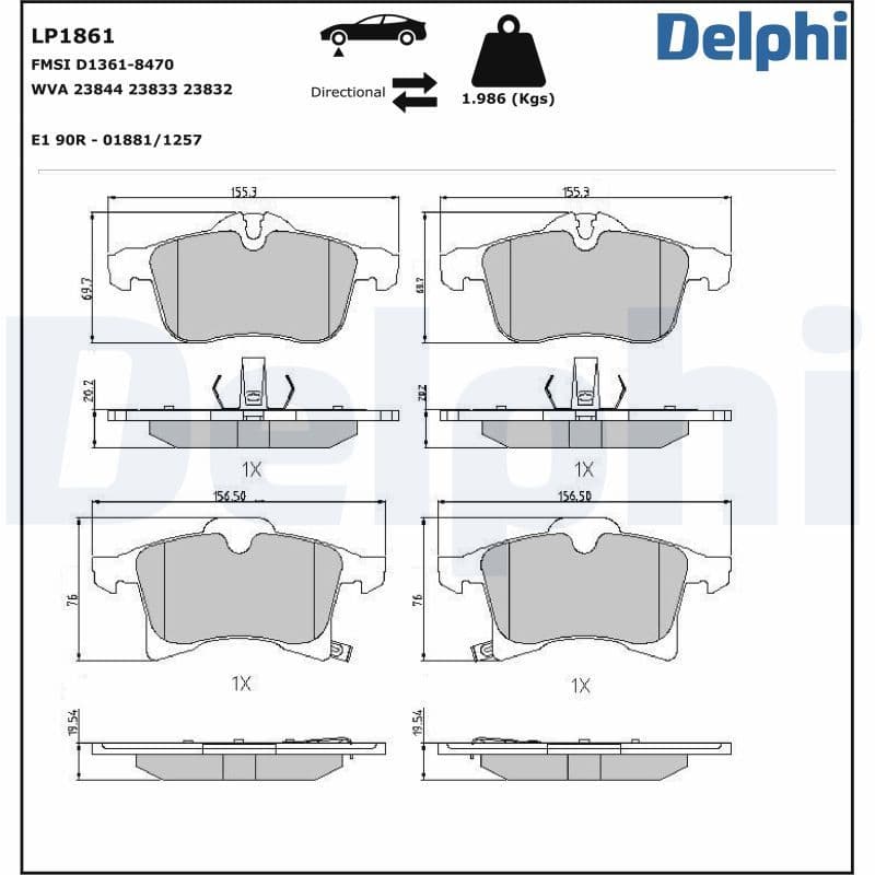 set placute frana,frana disc DELPHI LP1861
