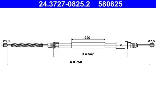 Cablu, frana de parcare ATE 24.3727-0825.2
