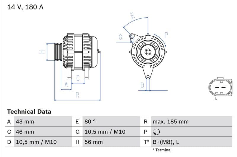 Generator / Alternator BOSCH 0 986 081 390