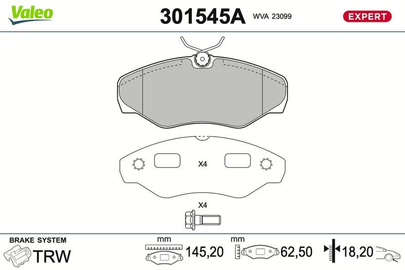 set placute frana,frana disc VALEO 301545A