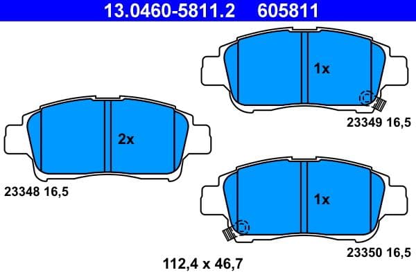 set placute frana,frana disc ATE 13.0460-5811.2