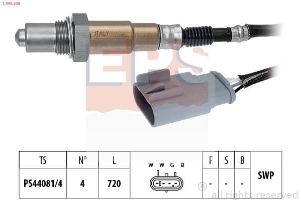 Sonda Lambda EPS Made in Italy - OE Equivalent 1.998.208